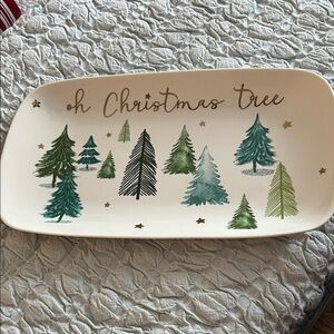 Lenox Holiday Decor Christmas Tree Platter - Green and Gold